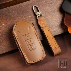 VW 3ボタン革キーケースカバー トゥアレグ 2019-22 アクセサリー - Brown
