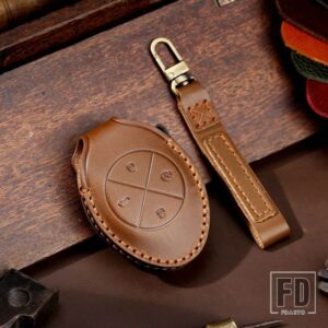 キーフォブ XPENG XIAOPENG P5 P7 G9 G3I 2020 2021 2022 4ボタン 革キーケースカバーシェル 2023 アクセサリー - A Brown