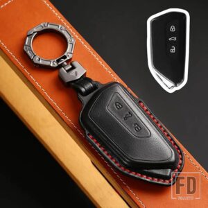 VW 革キーケースカバーシュコダオクタビア A8 シートレオン MK4 FORMENTOR TARRACO ゴルフ 8 8R MK8 ID3 ID4 ID6 CORZZ - Black