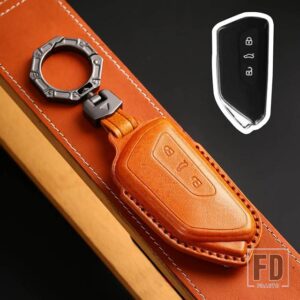 VW 革キーケースカバーシュコダオクタビア A8 シートレオン MK4 FORMENTOR TARRACO ゴルフ 8 8R MK8 ID3 ID4 ID6 CORZZ - Brown