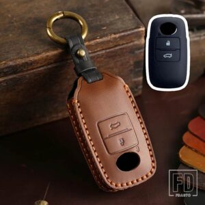 トヨタ ダイハツ 2 3ボタン革キーケースカバーキーフォブ マレーシアプロドゥアヤリス ATIV レイズベロスアバンザラッシュ キーホルダー - 3 bottons-brown