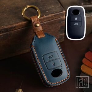 トヨタ ダイハツ 2 3ボタン革キーケースカバーキーフォブ マレーシアプロドゥアヤリス ATIV レイズベロスアバンザラッシュ キーホルダー - 3 bottons-blue