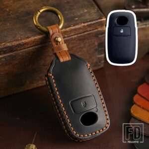 トヨタ ダイハツ 2 3ボタン革キーケースカバーキーフォブ マレーシアプロドゥアヤリス ATIV レイズベロスアバンザラッシュ キーホルダー - 2 bottons-black