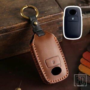 トヨタ ダイハツ 2 3ボタン革キーケースカバーキーフォブ マレーシアプロドゥアヤリス ATIV レイズベロスアバンザラッシュ キーホルダー - 2 bottons-brown