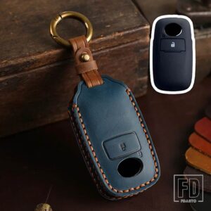 トヨタ ダイハツ 2 3ボタン革キーケースカバーキーフォブ マレーシアプロドゥアヤリス ATIV レイズベロスアバンザラッシュ キーホルダー - 2 bottons-blue