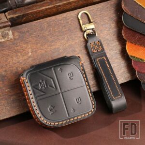 自動キーフォブ LYNKCO 用新 2023 2024 LYNK CO 08 LYNKCO カーアクセサリー 4ボタン レザーキーケースカバー - Black