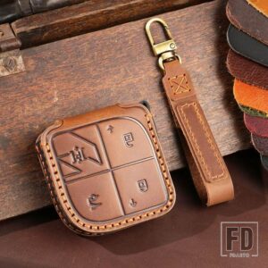 自動キーフォブ LYNKCO 用新 2023 2024 LYNK CO 08 LYNKCO カーアクセサリー 4ボタン レザーキーケースカバー - Brown