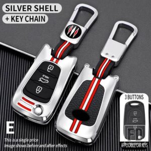 金属製のキーカバーフォブケースシェル - 3BT- silver-ring