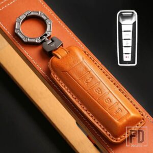 4ボタン 革キー FOB ケースカバー 2023 2024 WEY MOCHA コーヒー 01 タンク 300 TANK300 COFFEE01 COFFEE1 キーホルダーアクセサリー - B Brown