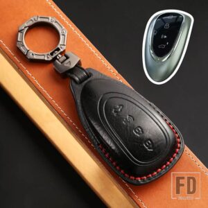 4ボタン 革キー FOB ケースカバー 2023 2024 WEY MOCHA コーヒー 01 タンク 300 TANK300 COFFEE01 COFFEE1 キーホルダーアクセサリー - A Black