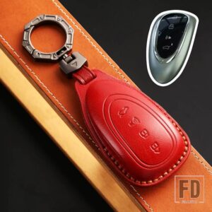 4ボタン 革キー FOB ケースカバー 2023 2024 WEY MOCHA コーヒー 01 タンク 300 TANK300 COFFEE01 COFFEE1 キーホルダーアクセサリー - A RED
