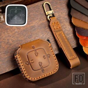 キーフォブ 2023 2022 ZEEKR 001 009 カーアクセサリー 2024 4 8 ボタン革キーケースカバーキーホルダー - key B-brown