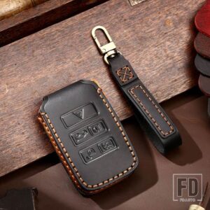 ジャガー ランドローバー レザーキーケースカバーレンジローバースポーツ EVOQUE VELAR DISCOVERY F ペース F タイプ XE XF XJ アクセサリー - B Black