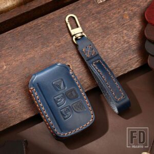 ジャガー ランドローバー レザーキーケースカバーレンジローバースポーツ EVOQUE VELAR DISCOVERY F ペース F タイプ XE XF XJ アクセサリー - A Blue