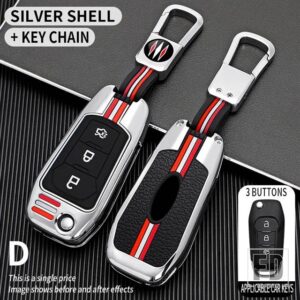 フォード フュージョンフィエスタモンデオ ECOSPORT クーガエスコートエベレストレンジャー F-150 F150 アクセサリー金属キーカバー FOB ケース - D3-silver-ring