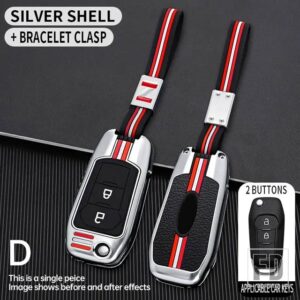 フォード フュージョンフィエスタモンデオ ECOSPORT クーガエスコートエベレストレンジャー F-150 F150 アクセサリー金属キーカバー FOB ケース - D2-silver-chain
