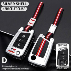 VW ティグアンゴルフ 7 4 5 MK4 6 MK7 シュコダオクタヴィア A7 セアトレオンイビサアルテア金属キーカバー FOB ケースシェル - MQB-silver-chian