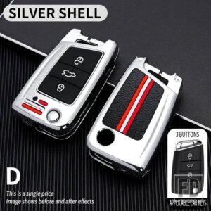 VW ティグアンゴルフ 7 4 5 MK4 6 MK7 シュコダオクタヴィア A7 セアトレオンイビサアルテア金属キーカバー FOB ケースシェル - MQB-silver-shell