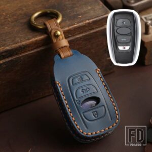 スバル BRZ STI レガシィフォレスタークロストレックインプレッサ WRX アセントアウトバックリモコン革キーケースカバーアクセサリー - 4 bottons-blue