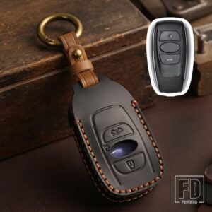 スバル BRZ STI レガシィフォレスタークロストレックインプレッサ WRX アセントアウトバックリモコン革キーケースカバーアクセサリー - 3 bottons-black