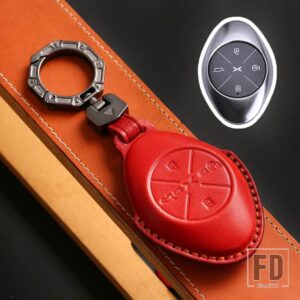 革キーケースカバーシェル XPENG XIAOPENG P5 P7 G9 G3I 2020-23 アクセサリー 4ボタン - A RED