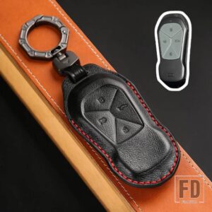 革キーケースカバーシェル XPENG XIAOPENG P5 P7 G9 G3I 2020-23 アクセサリー 4ボタン - B Black