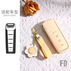 革キーケースカバー WEY コーヒー 01 タンク TANK300 VV5 VV6 VV7 2022 2021 リモートキーホルダーキーレスインテリアアクセサリー - Yellow