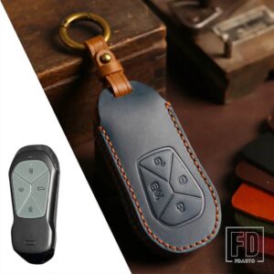 キーフォブアクセサリー XPENG XIAOPENG P5 P7 G9 G3I 2020-23 4ボタン 革キーケースカバーシェル - B Blue