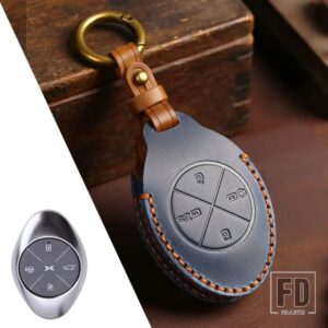 キーフォブアクセサリー XPENG XIAOPENG P5 P7 G9 G3I 2020-23 4ボタン 革キーケースカバーシェル - A Blue