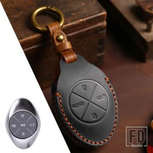 キーフォブアクセサリー XPENG XIAOPENG P5 P7 G9 G3I 2020-23 4ボタン 革キーケースカバーシェル - A Black