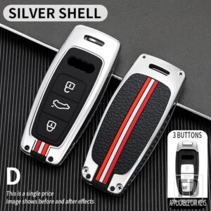 アウディ A6 A6L A7 A8 A8L A3 E-TRON 55 Q7 Q8 C8 2019-21 金属キーカバー FOB ケースシェルアクセサリー - D-silver-shell