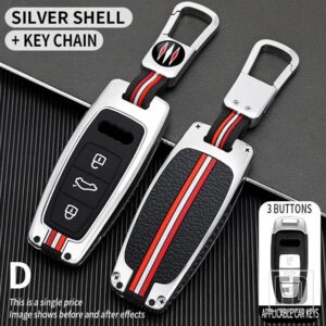 アウディ A6 A6L A7 A8 A8L A3 E-TRON 55 Q7 Q8 C8 2019-21 金属キーカバー FOB ケースシェルアクセサリー - D-silver ring