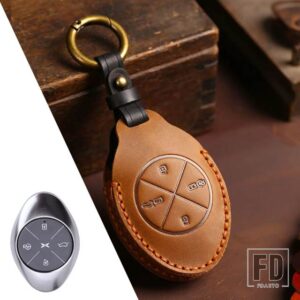 4ボタン 革キーケースカバーシェル XPENG XIAOPENG P5 P7 G9 G3I 2020-23 アクセサリー - A Brown