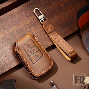VW 2022 2023 ティグアン MK2 MAGOTAN パサート B8 CC シュコダ SUPERB A7 革スマートキーケースカバーアクセサリー - Brown