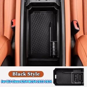 メルセデスベンツ GLCクラス X254 W254 GLC260 GLC300 2023-2025 カーアクセサリー中央アームレスト収納ボックスオーガナイザートレイホルダー - Black