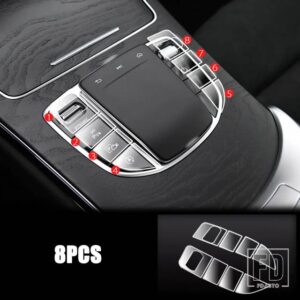 メルセデスベンツ C E GLCクラス W205 W213 X253 2019-2021 + カーセンターコンソールマウスメディアボタン TPU プロテクターフィルムアクセサ - 2