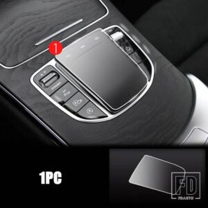 メルセデスベンツ C E GLCクラス W205 W213 X253 2019-2021 + カーセンターコンソールマウスメディアボタン TPU プロテクターフィルムアクセサ - 1