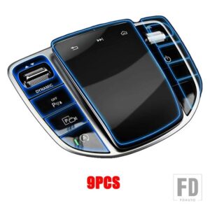 メルセデスベンツ C E GLCクラス W205 W213 X253 2019-2021 + カーセンターコンソールマウスメディアボタン TPU プロテクターフィルムアクセサ - 3