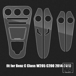 メルセデスベンツ Cクラス W205 C200 14-18 GLCクラス X253 15-19 カーセンターコントロールパネル TPU クリア膜プロテクターフィルム - 2