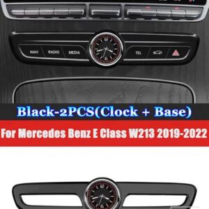 メルセデスベンツ C E GLCクラス W205 W213 X253 2015-2023 カーアクセサリーセンターコンソールギアエアコンクォーツ時計時計 - For W213 Black