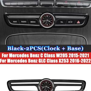 メルセデスベンツ C E GLCクラス W205 W213 X253 2015-2023 カーアクセサリーセンターコンソールギアエアコンクォーツ時計時計 - For W205 X253 Black