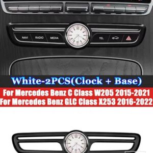 メルセデスベンツ C E GLCクラス W205 W213 X253 2015-2023 カーアクセサリーセンターコンソールギアエアコンクォーツ時計時計 - For W205 X253 White