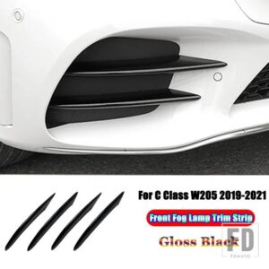 メルセデスベンツ Cクラス W205 C180 C200 C220 C260 C300 2019-2021 カーアクセサリーフロントバンパーリップスポイラーフォグランプカバート - 2