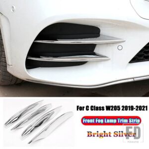 メルセデスベンツ Cクラス W205 C180 C200 C220 C260 C300 2019-2021 カーアクセサリーフロントバンパーリップスポイラーフォグランプカバート - 3