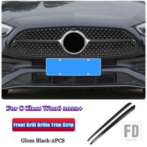 メルセデスベンツ Cクラス W206 C200 C220 C260 C300 2022-2025 カーアクセサリー吸気フロントグリルグリルメッシュカバートリムストリップ - Gloss Black