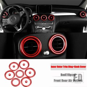 メルセデスベンツ C GLCクラス W205 X253 2015-2020 中央ダッシュボード後列シートエアコンベントアウトレットリングトリムカバー - 7