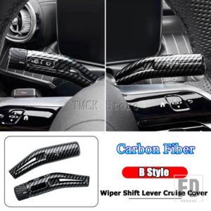 メルセデスベンツ C E S GLC EQE EQS CLEクラス W206 W214 W223 X254 V295 V297 C236 ステアリングホイールシフトレバーワイパートリムカバー - B Style Carbon Fiber