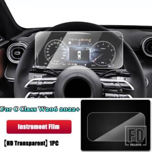 メルセデスベンツ Cクラス W206 C200 C220 C260 C300 2022 + 中央計器ナビゲーション画面強化ガラスフィルム - 3
