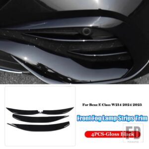 メルセデスベンツ Eクラス W214 E200 E220 E260 E300 2024 2025 カーアクセサリーフロントフォグランプライトトリムカバー装飾ストリップ - Gloss Black