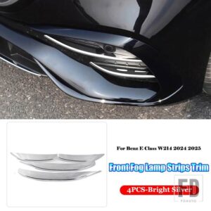 メルセデスベンツ Eクラス W214 E200 E220 E260 E300 2024 2025 カーアクセサリーフロントフォグランプライトトリムカバー装飾ストリップ - Bright Silver